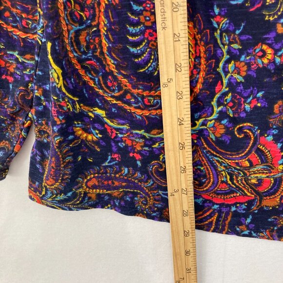 Coldwater Creek Wrap Top size 1X Multi Color Artsy Paisley Stretch Boho Festival - Picture 5 of 10